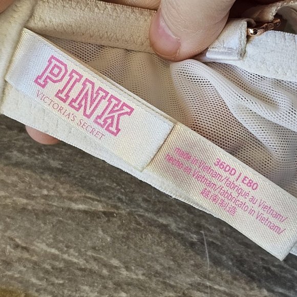Victoria Secret PINK 36DD Date White Lace Underwire Padded Pushup Bra Strappy‎ - Picture 8 of 10